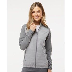 ADIDAS Women’s Small Zip Wind Jacket Heather Block Gray Track Run Lightweight